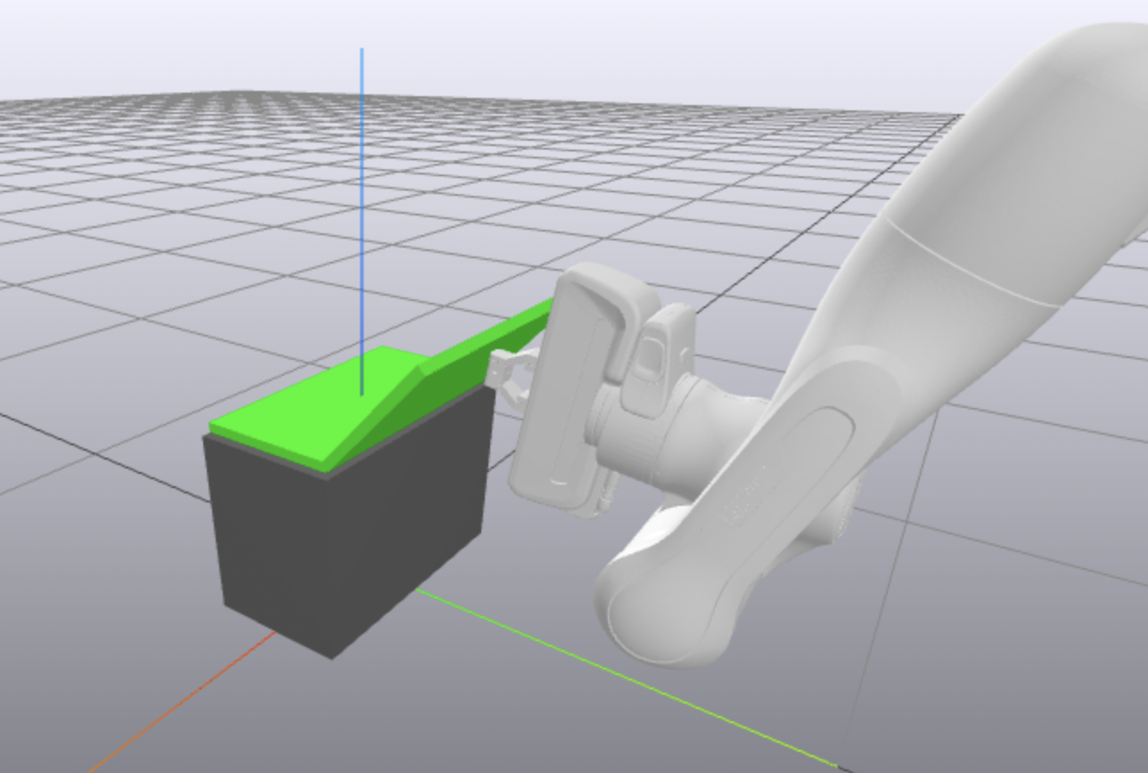 Screenshot of the Drake simulation with the Panda arm folding a simplified paper model